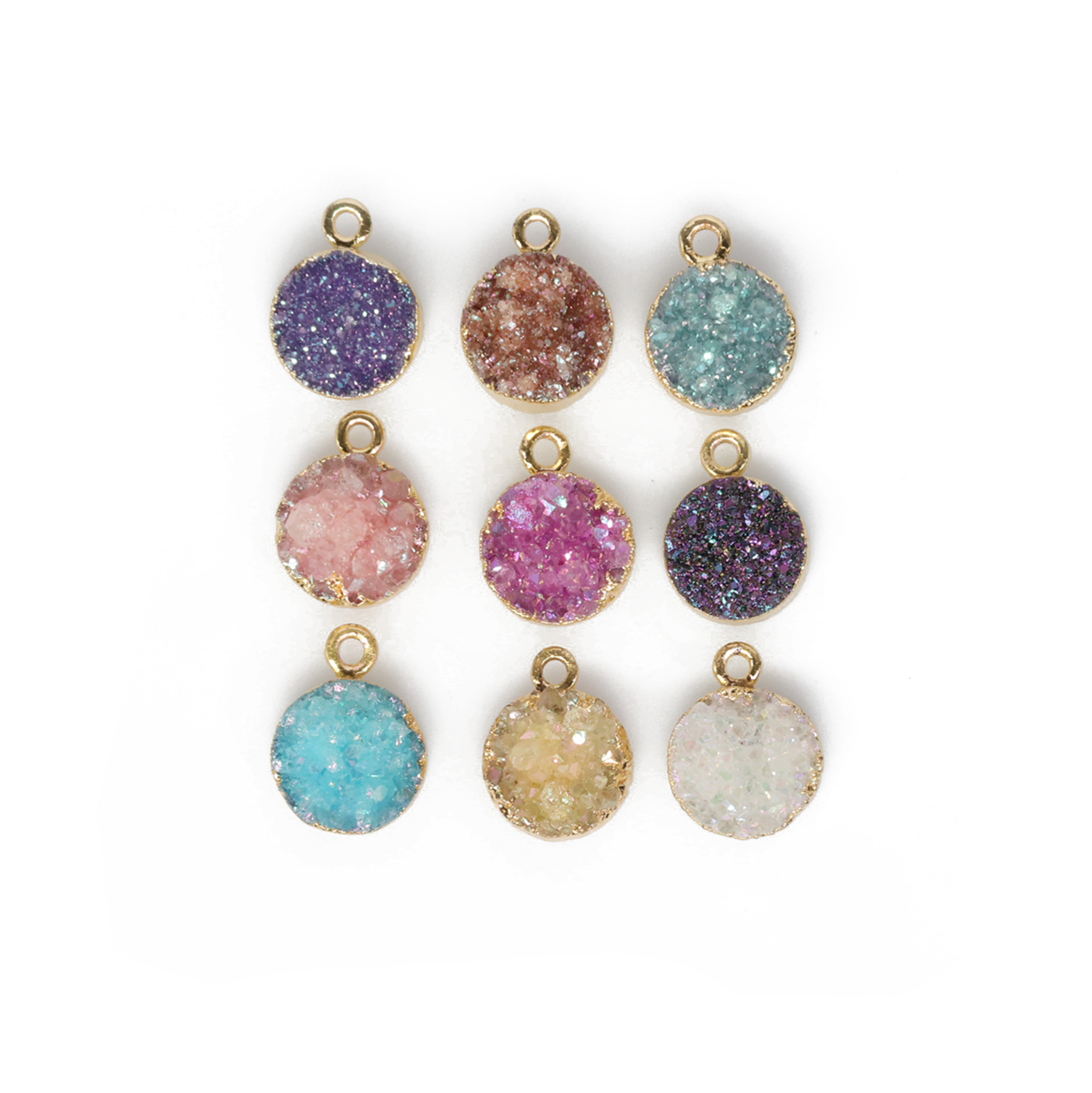 Natural Druzy Quartz Round Gold Edged Titanium AB Coated, 10 MM My Store