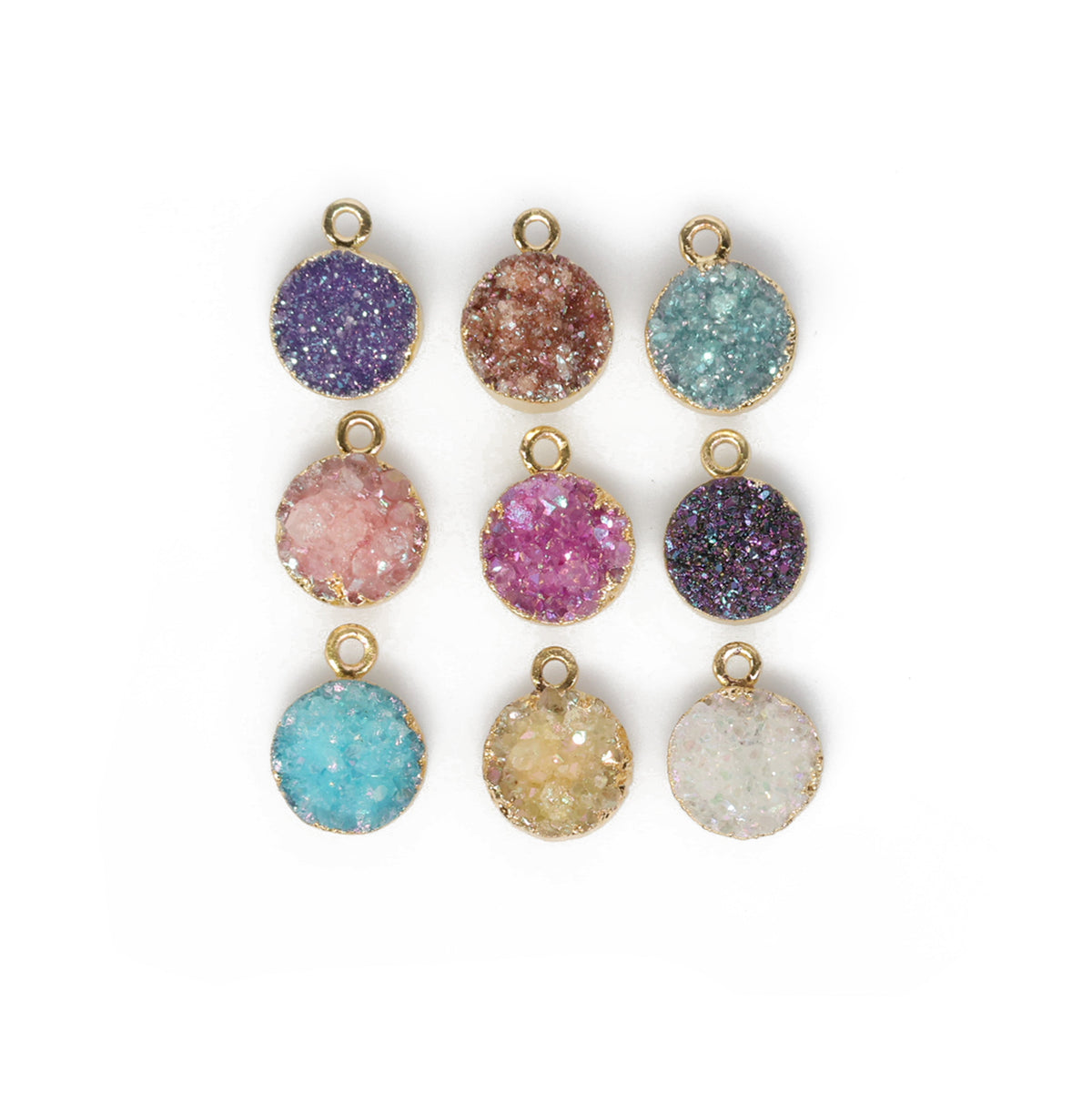 Natural Druzy Quartz Round Gold Edged Titanium AB Coated, 10 MM My Store