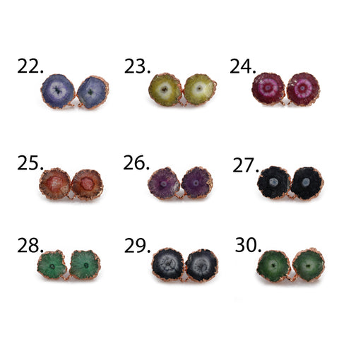 Natural solar quartz earpost for earrings Meena Design