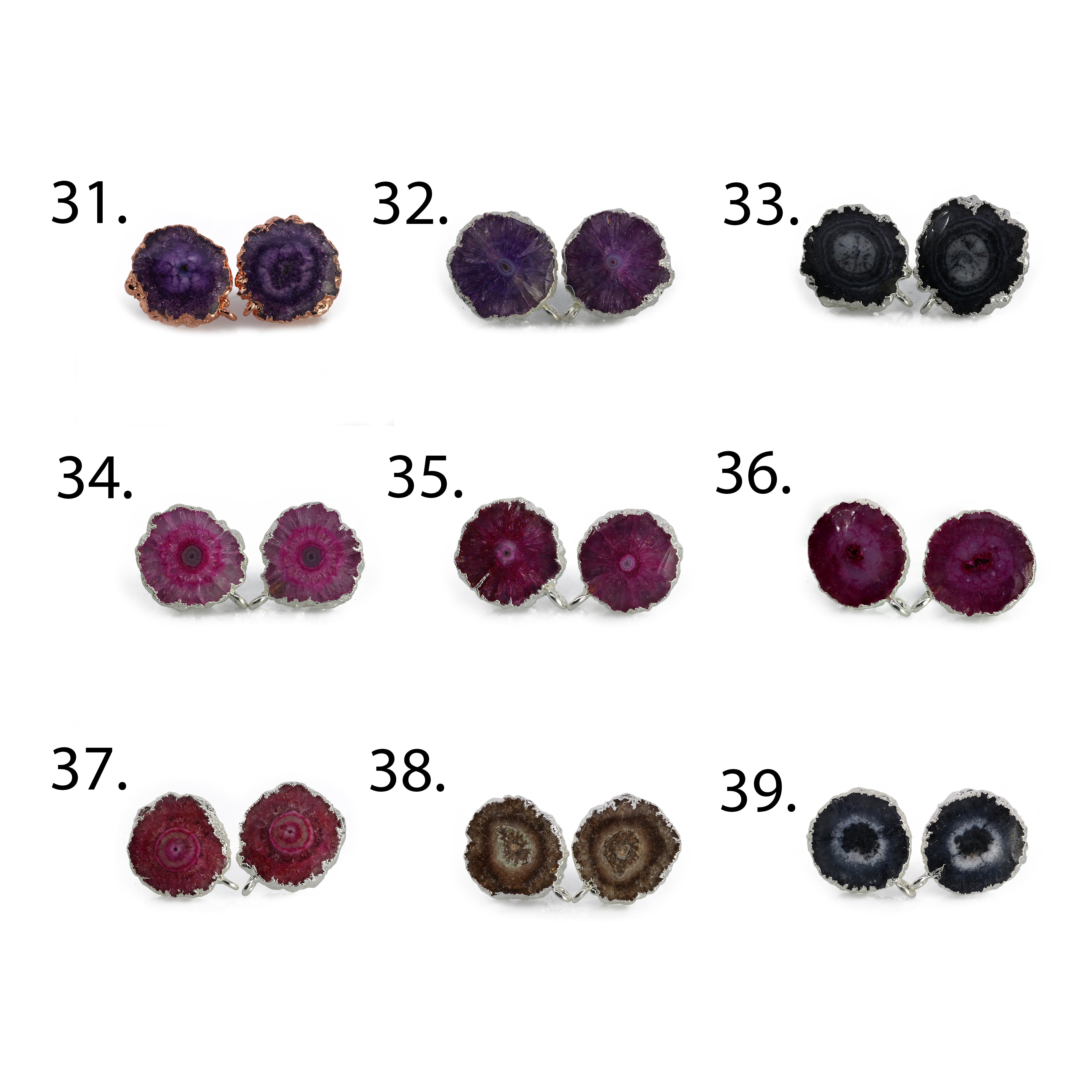 Natural solar quartz earpost for earrings Meena Design