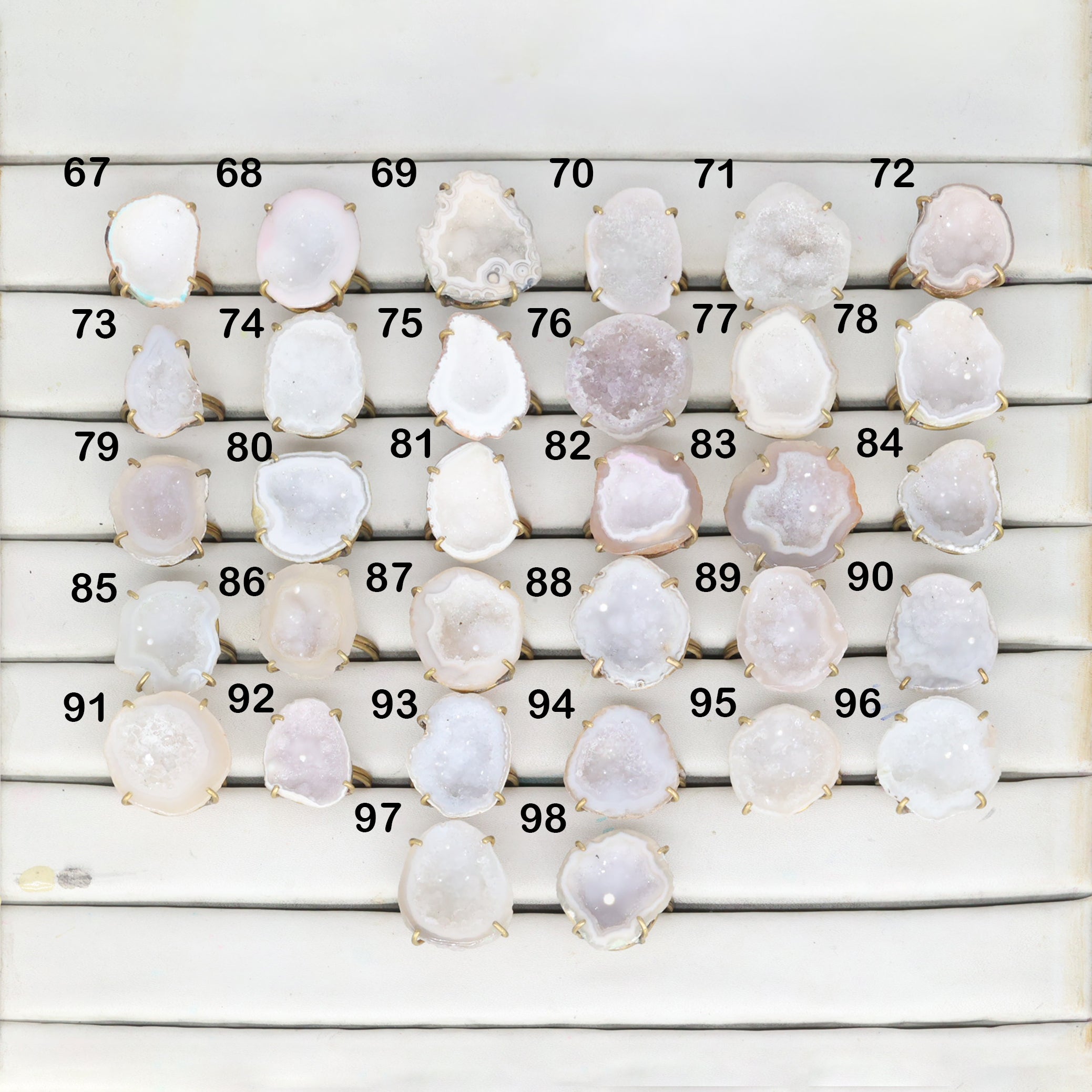 Geode Rings stone by Selection 20 - 25 mm White My Store