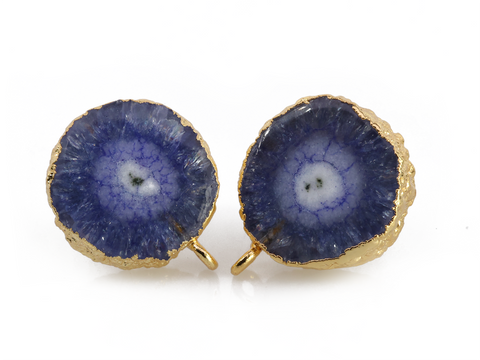 Natural solar quartz earpost for earrings Meena Design