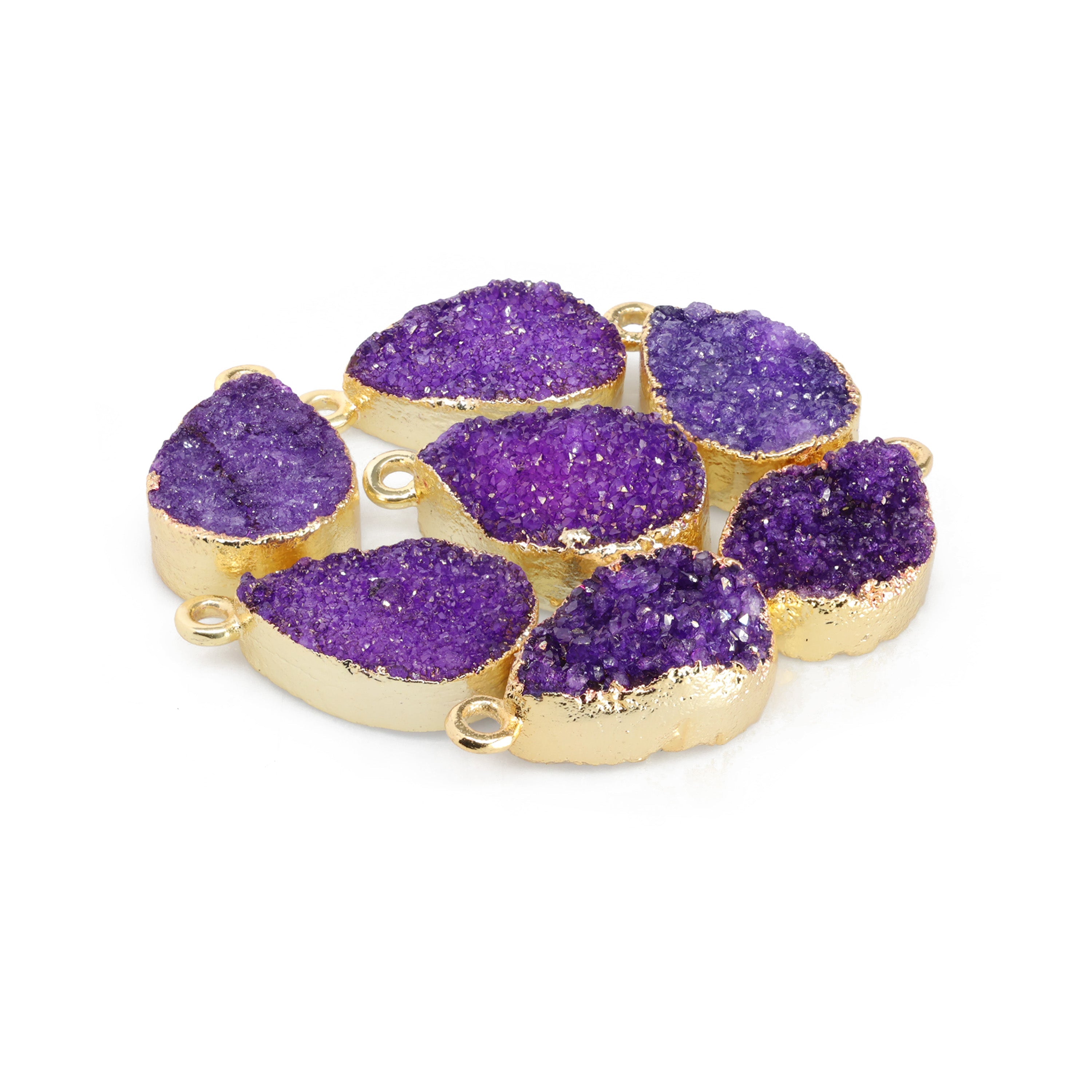 Connectors 8 * 12 mm Natural Agate druzy gemstone 24 k gold Edged 1 Bail pear teardrop My Store