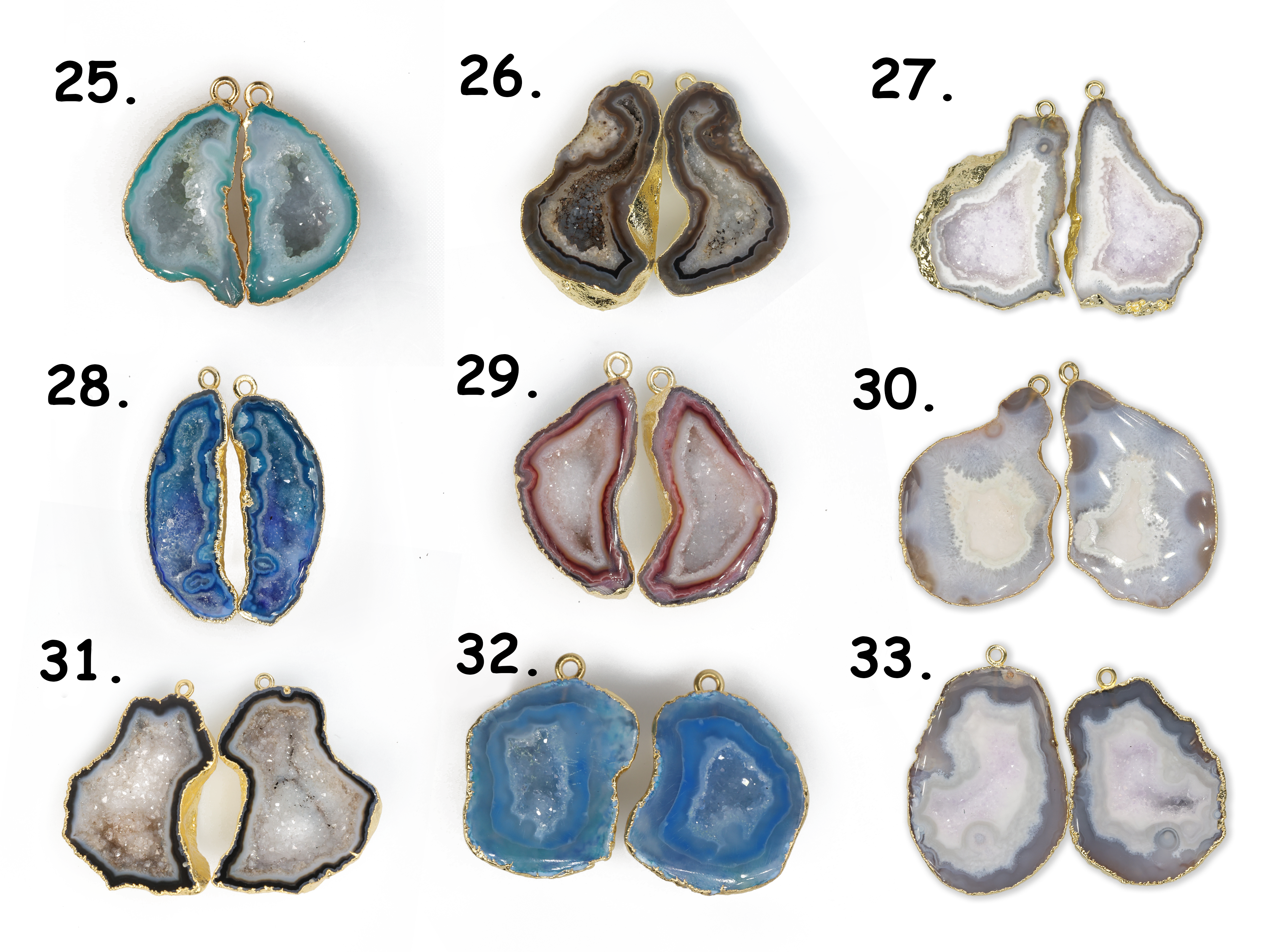 Pair Agate Druzy Geode Pair Gold, Geode Druzy  Pairs For Earrings ***You can Order Exact Pairs as in Photos*** My Store