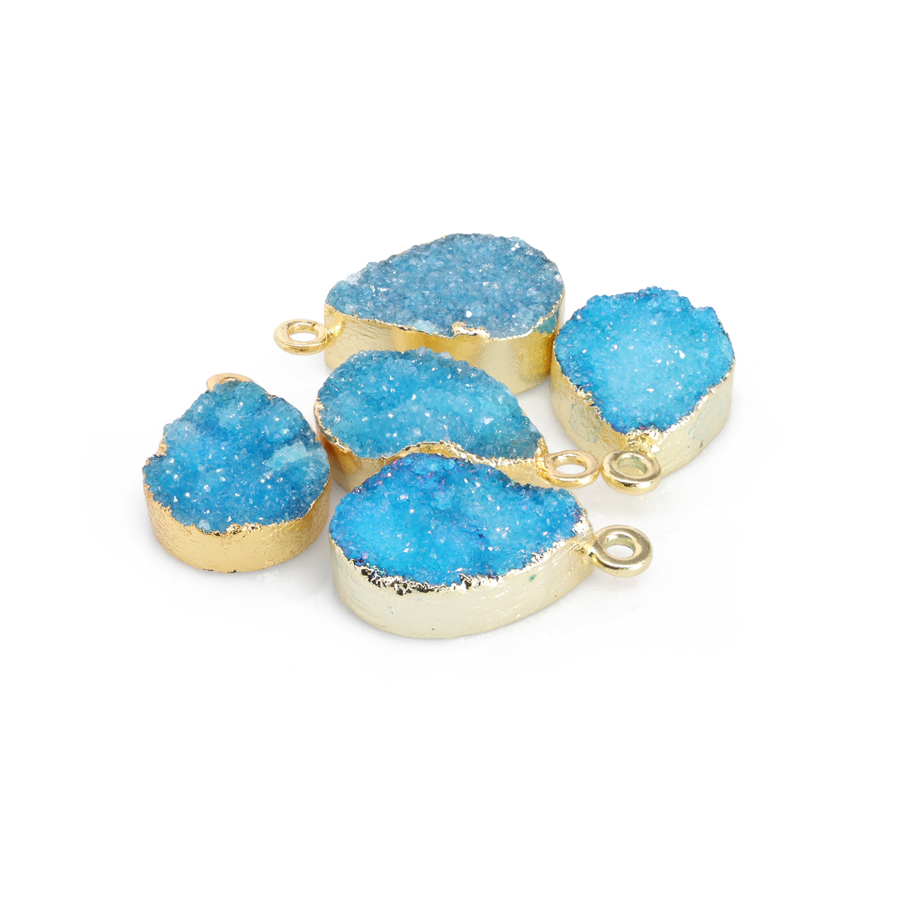 Connectors 8 * 12 mm Natural Agate druzy gemstone 24 k gold Edged 1 Bail pear teardrop My Store