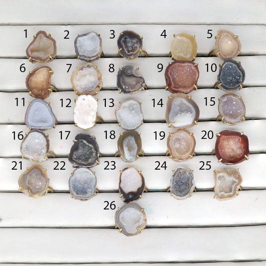 Geode Rings By Selection Stone Size 20 - 25 mm My Store