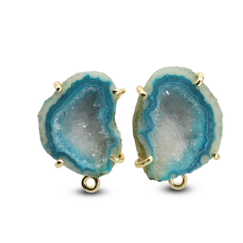 Premium Geode Studs | Ear Post Prong Setting Earrings for Women