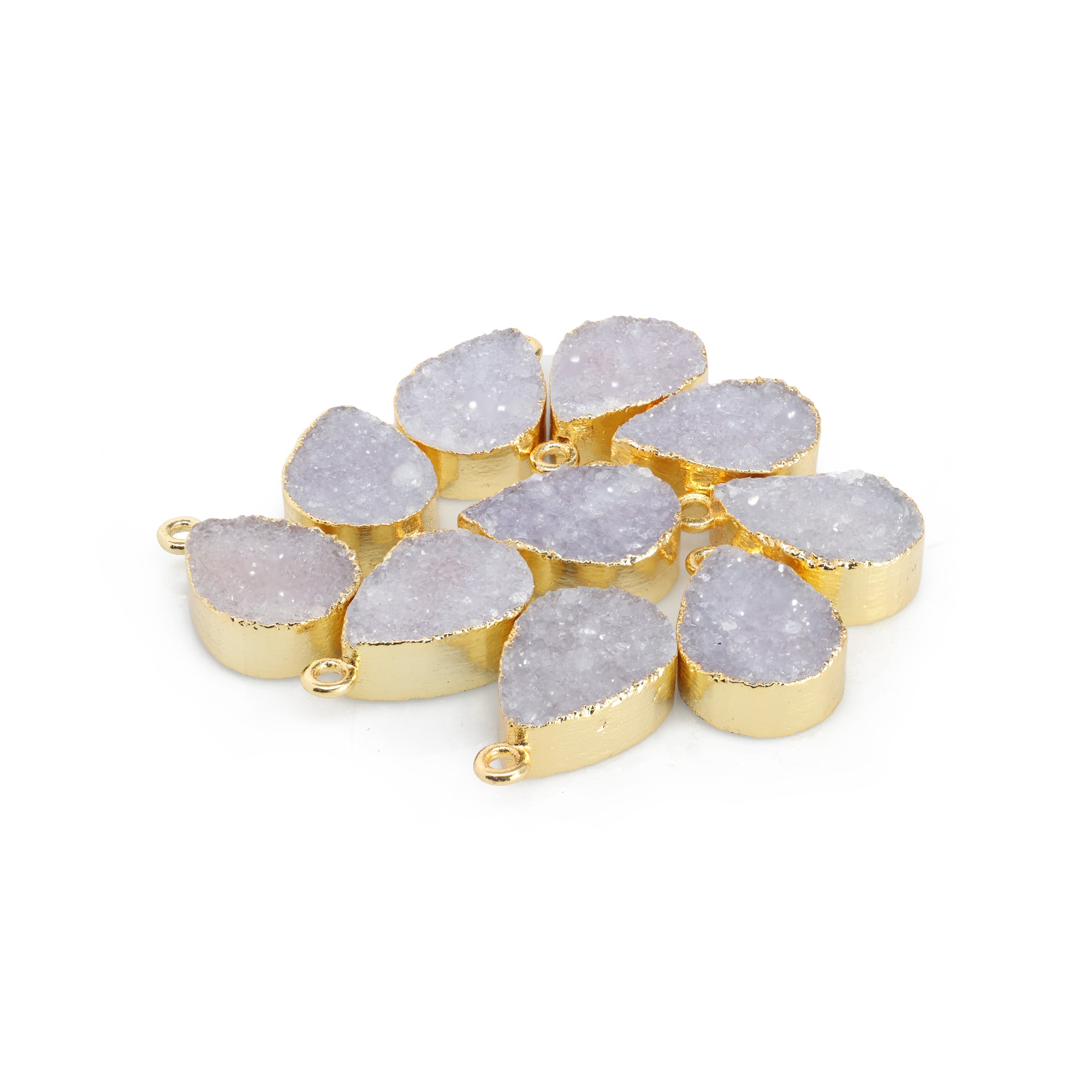 Connectors 8 * 12 mm Natural Agate druzy gemstone 24 k gold Edged 1 Bail pear teardrop My Store