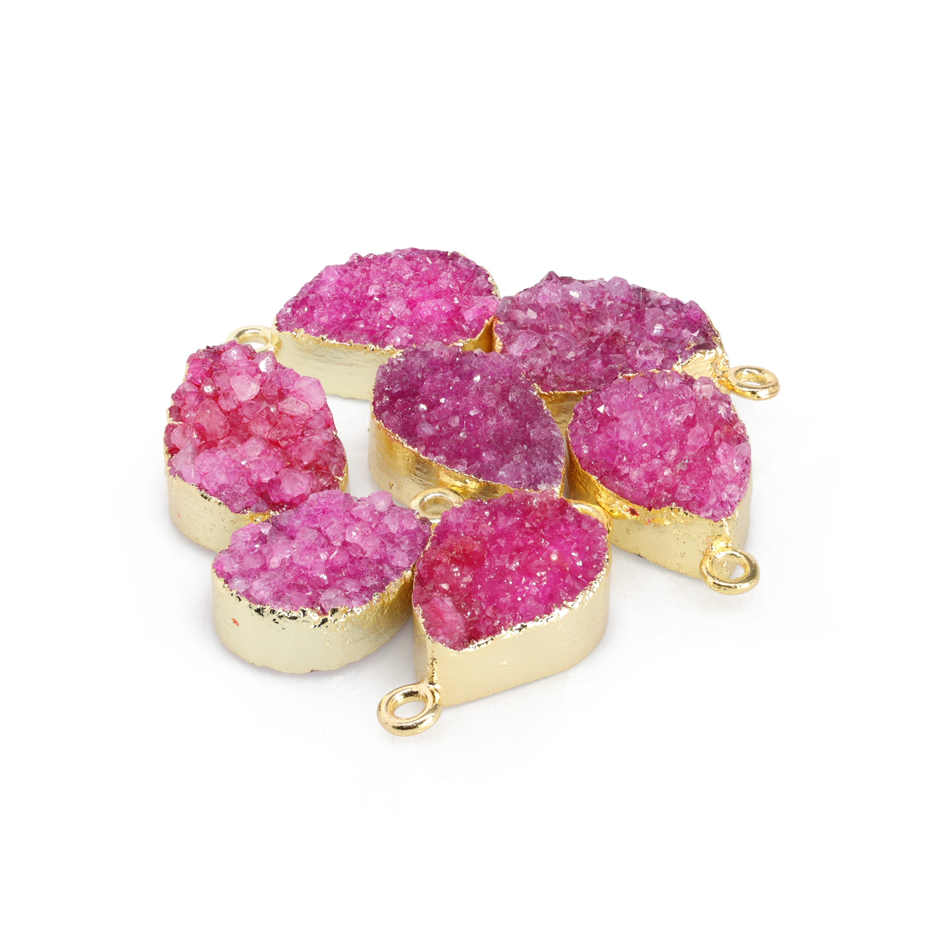 Connectors 8 * 12 mm Natural Agate druzy gemstone 24 k gold Edged 1 Bail pear teardrop My Store