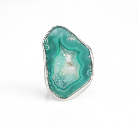 Ring Ada Agate Ring Geode Slice Bezel My Store
