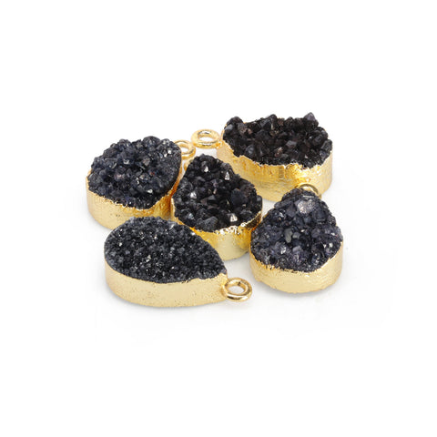 Connectors 8 * 12 mm Natural Agate druzy gemstone 24 k gold Edged 1 Bail pear teardrop My Store