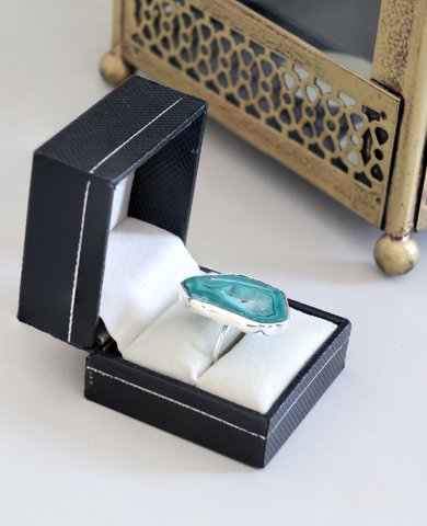Ring Ada Agate Ring Geode Slice Bezel My Store