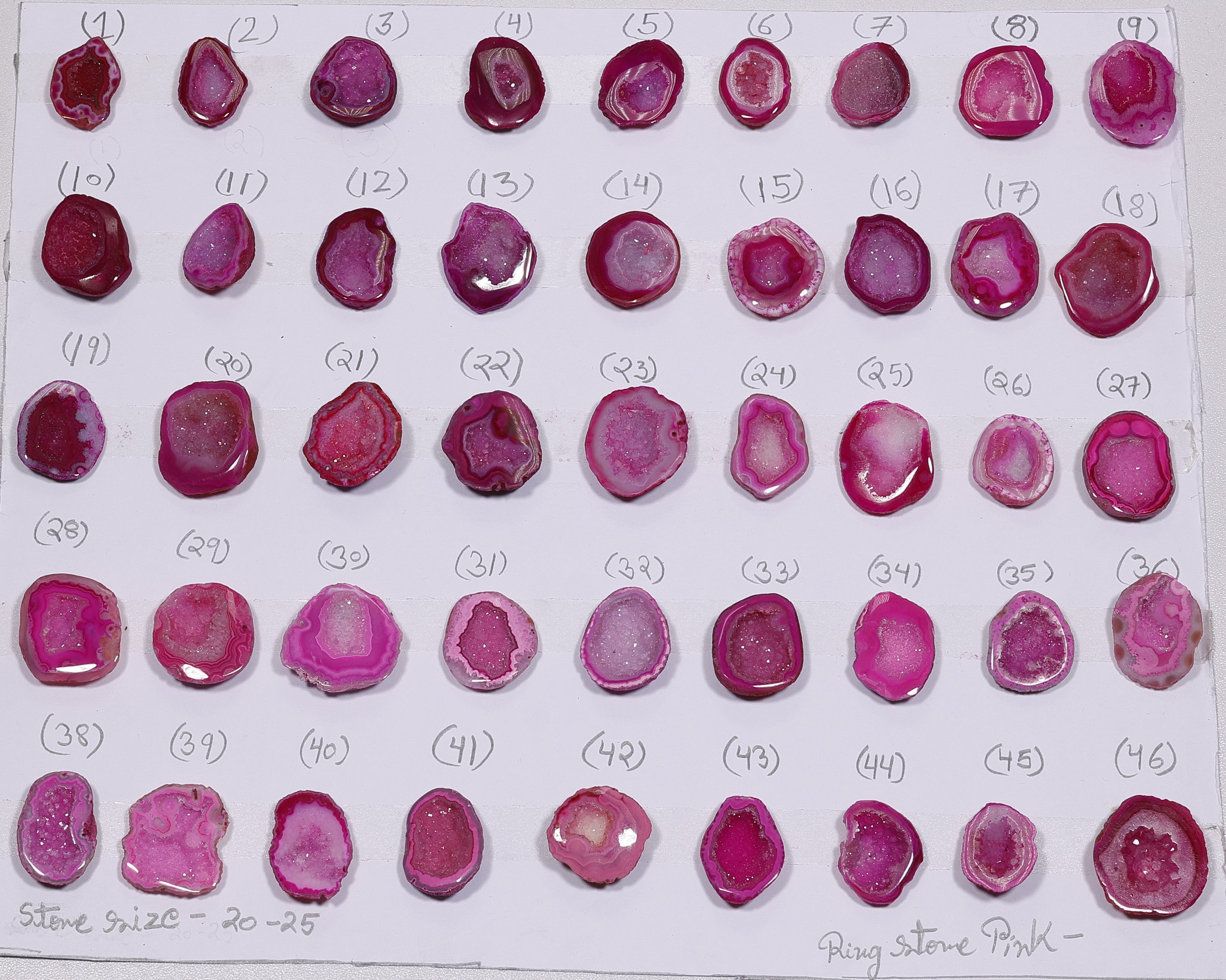 Geode Rings stone by Selection  20 - 25 mm Pink For Rings Making My Store