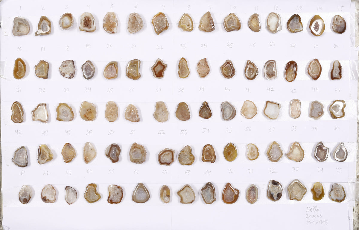 Geode Stones  ( Pendant ) by Selection 20 - 25 mm Beige For Making Pendant Jewelry My Store
