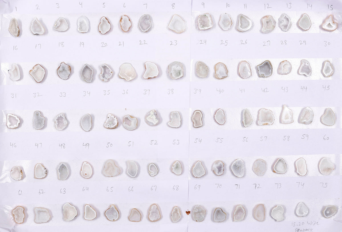 Geode Stones ( Pendant ) by Selection 15 - 20 mm White For Making Pendant Jewelry My Store