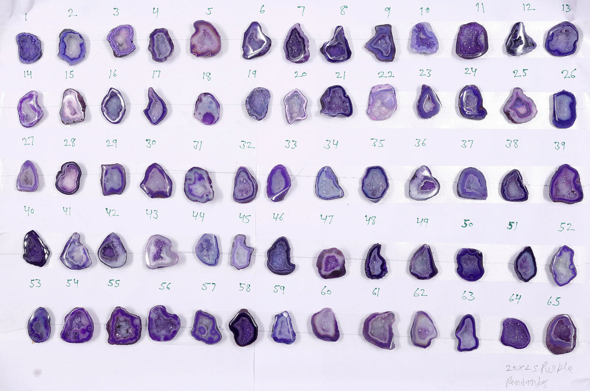 Geode Stones ( Pendant ) by Selection 20 - 25 mm Purple For Making Jewelry My Store