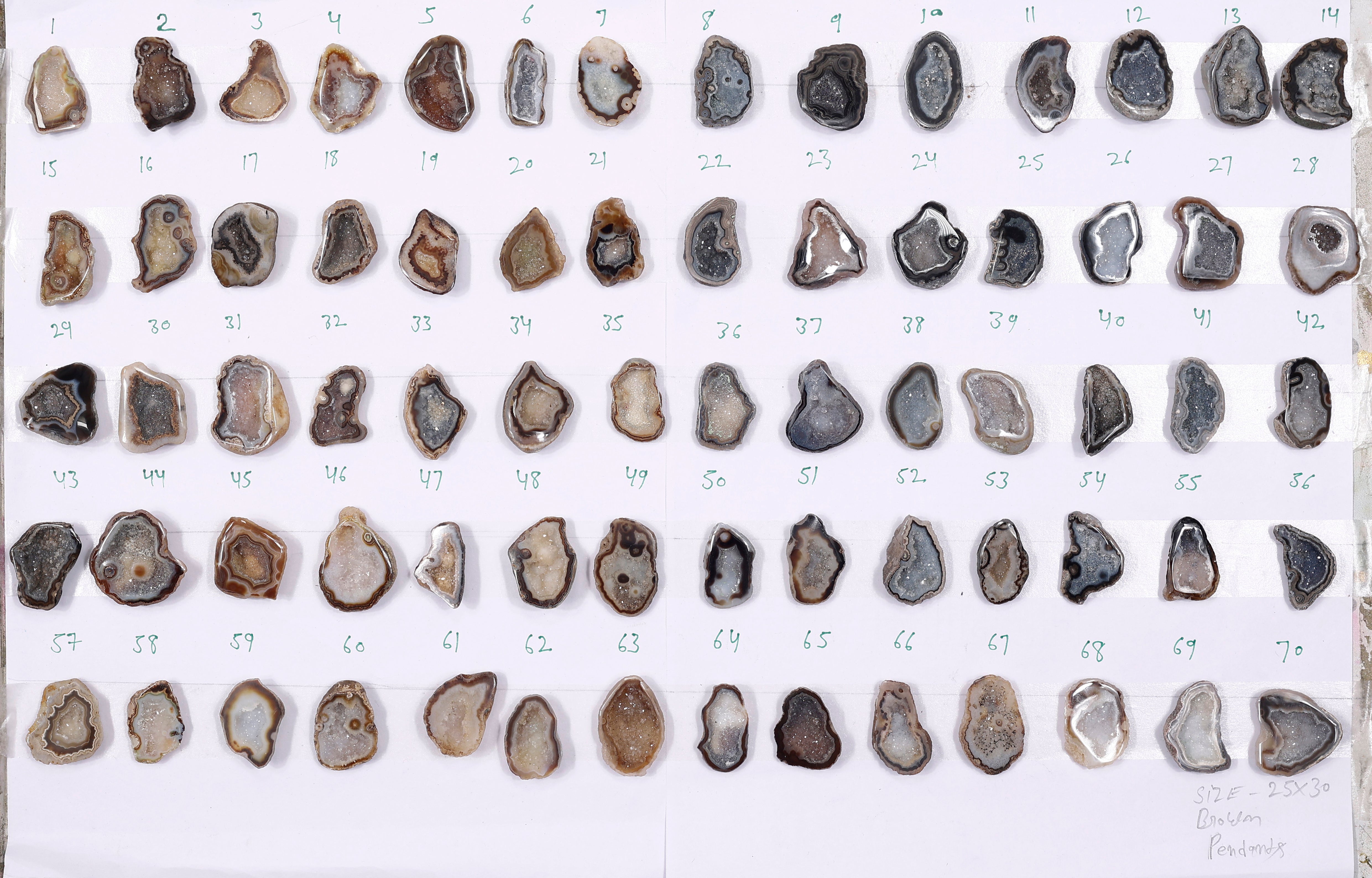 Geode Stones ( Pendant ) by Selection 25 - 30 mm Brown For Making Jewelry My Store