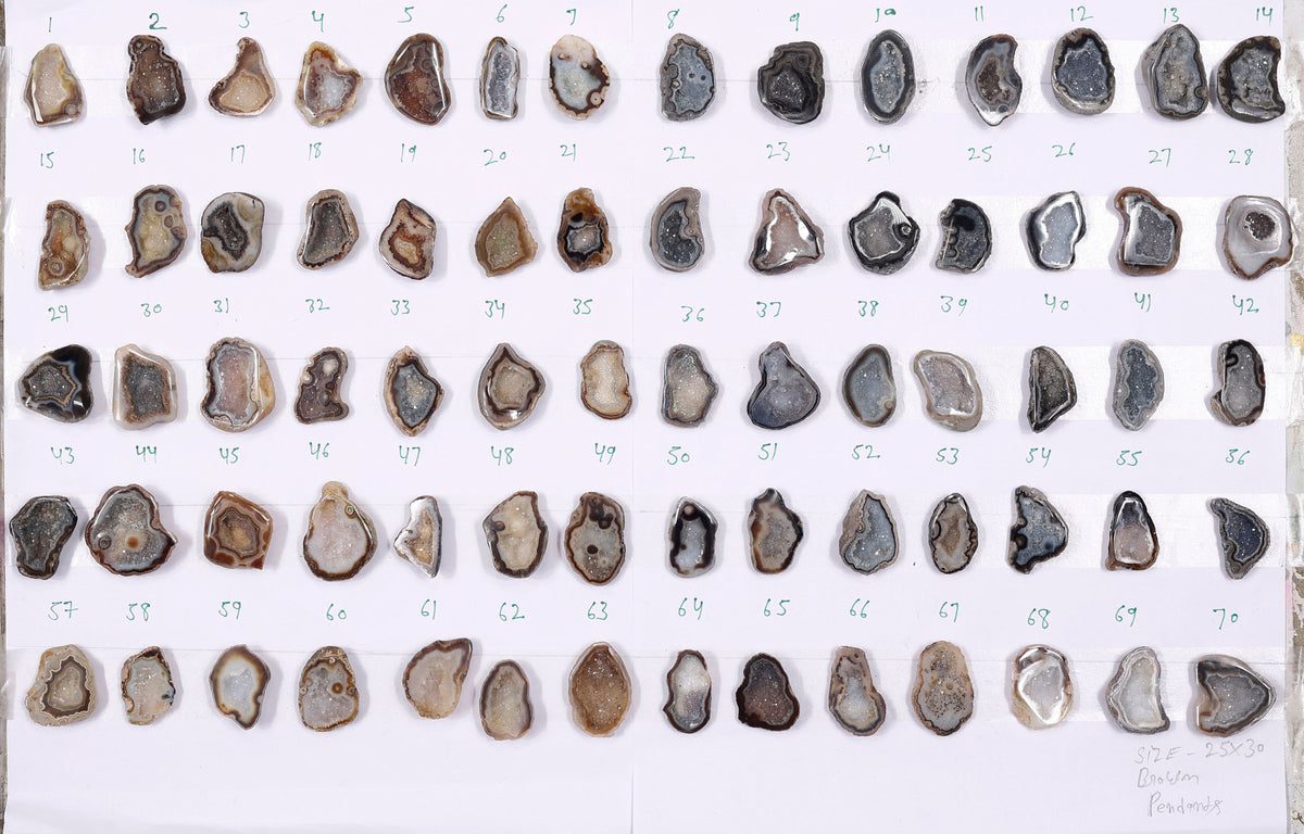 Geode Stones ( Pendant ) by Selection 25 - 30 mm Brown For Making Jewelry My Store