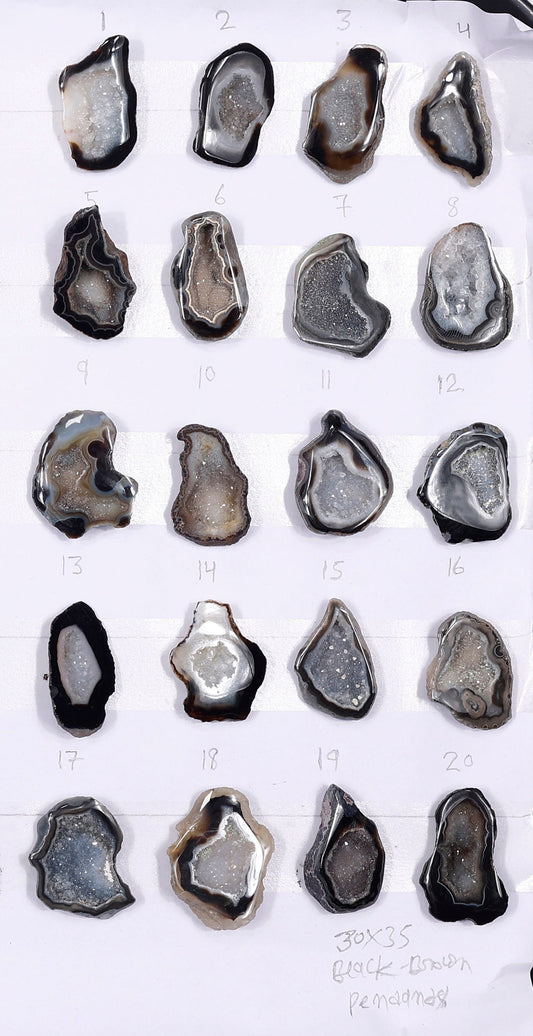 Geode Stones ( Pendant ) by Selection  30 - 35 mm Black & Brown Shades For Making Jewelry My Store