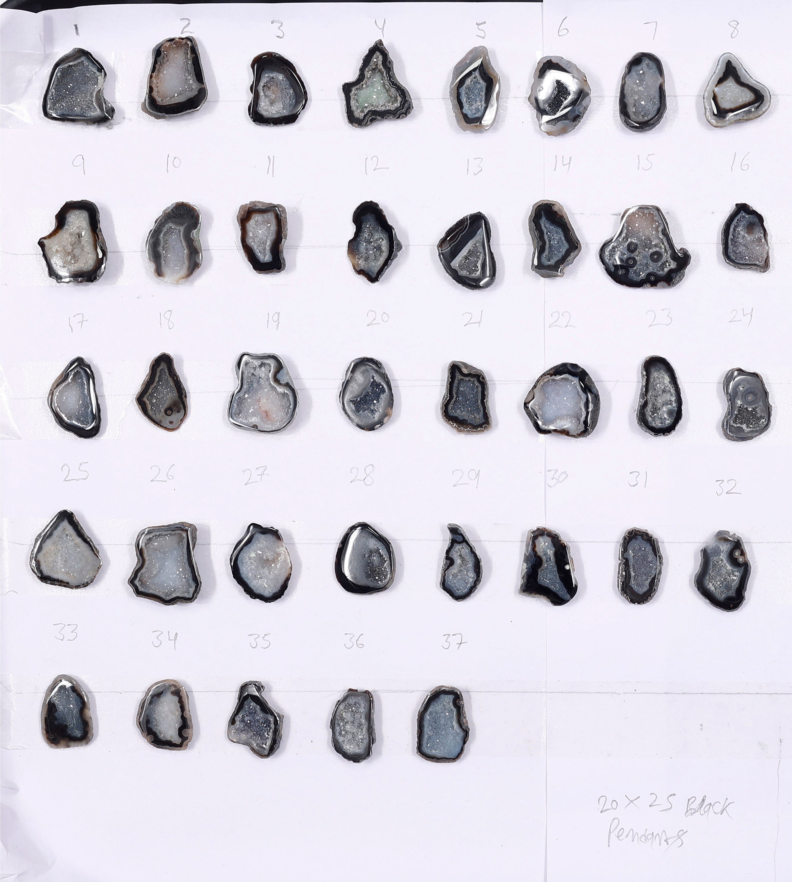 Geode Stones ( Pendant ) by Selection  20 - 25 mm Black For Making Jewelry My Store