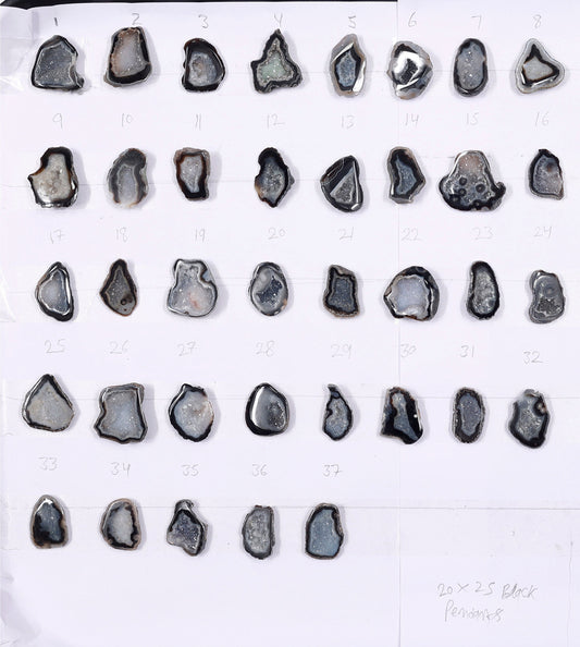 Geode Stones ( Pendant ) by Selection  20 - 25 mm Black For Making Jewelry My Store