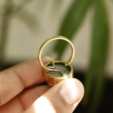Agate Druzy Crystal Statement Ring – Gold Plated Adjustable Handmade Jewelry Meena Design