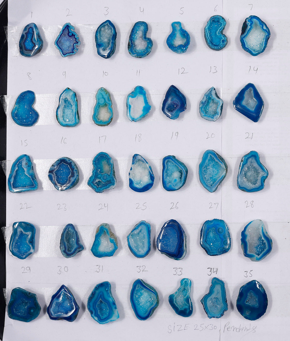 Geode Stones ( Pendant ) by Selection 25 - 30  mm Aqua Color For Making Jewelry My Store