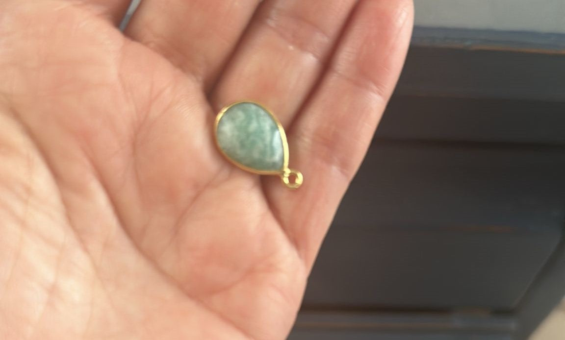 Brass Pear 10 * 14 MM Gemstones Bezels Single Bail Pairs My Store