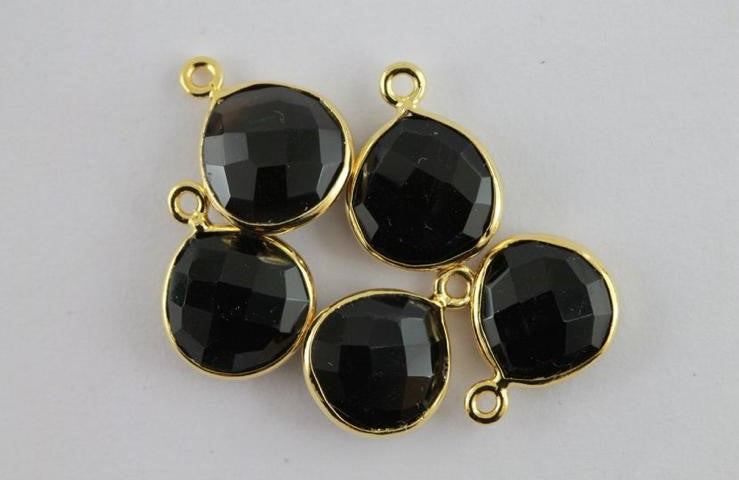 Heart Dainty Minimalistic Chalcedony Faceted Stones Bezel Connectors Brass 12 MM My Store