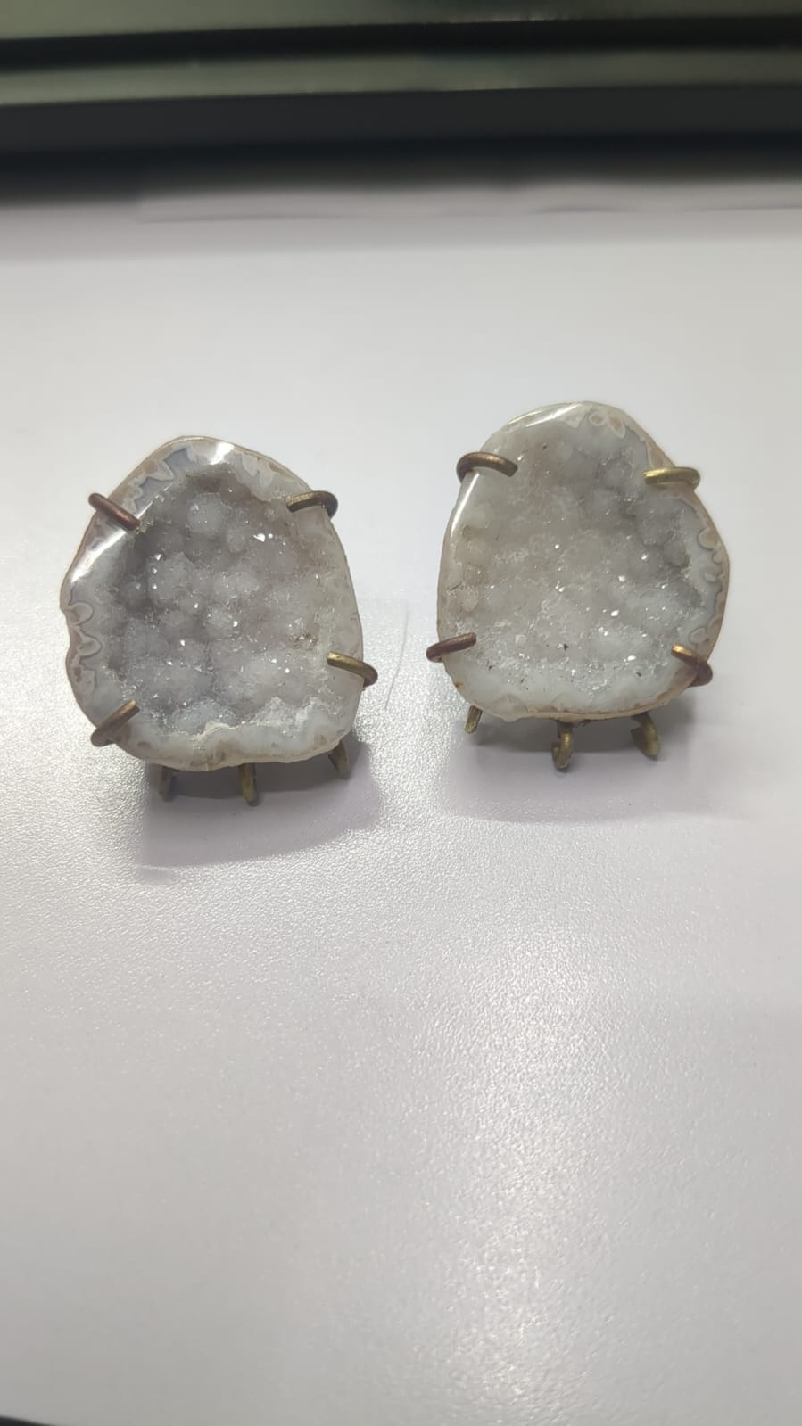 Geode Ear post, DIY Earrings, Gemstone, Handmade Earrings, Druzy, Minimalistic - 3 Bails My Store