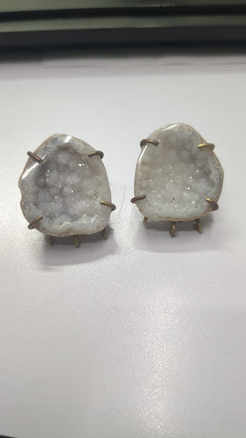 Geode Ear post, DIY Earrings, Gemstone, Handmade Earrings, Druzy, Minimalistic - 3 Bails My Store