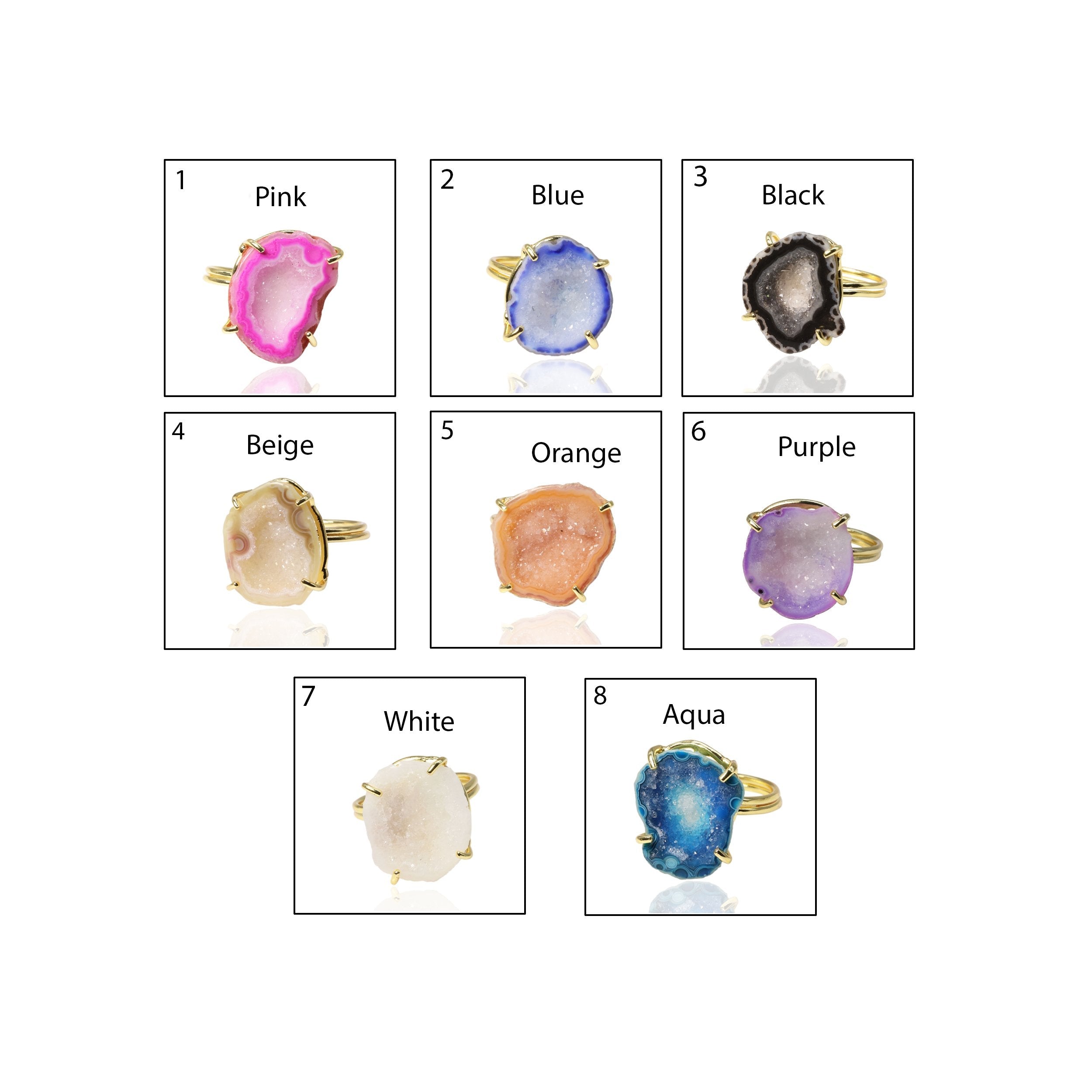 Anokha Small Geode Statement Rings, 15 - 25 MM, Unlimited Sparkle in Life !! - Meena Design