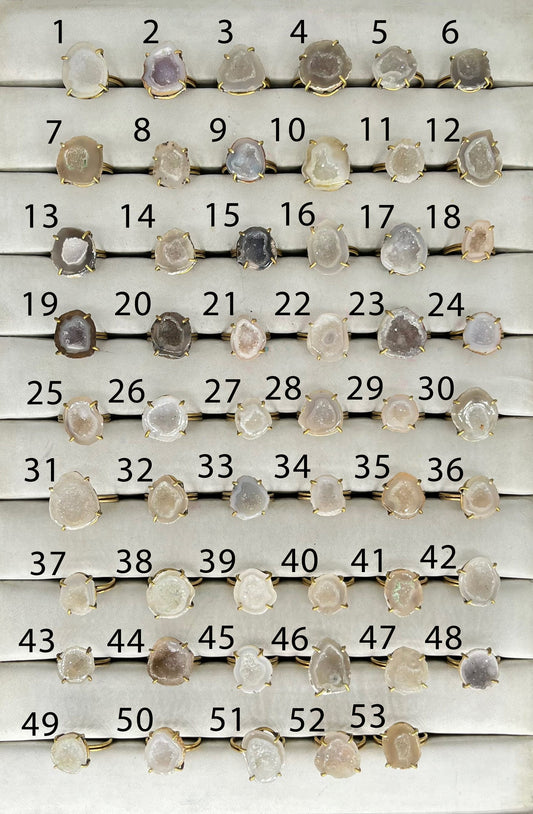 Rings by Selection Anokha Brass Gold Plated 15 - 20 mm Gray & White My Store