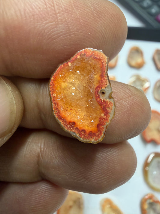 Orange Agate Druzy Geode Slices – Perfect for Ring Making Meena Design