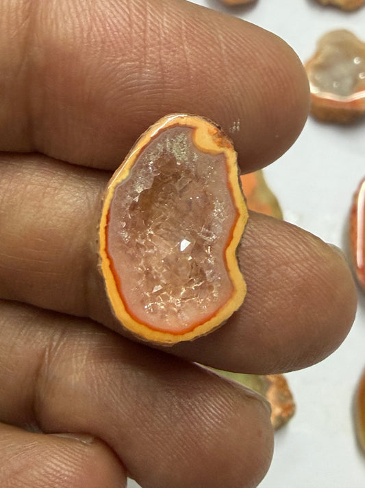 Orange Agate Druzy Geode Slices – Perfect for Ring Making Meena Design