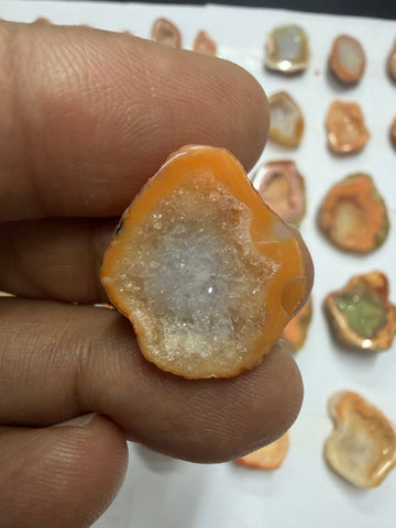 Orange Agate Druzy Geode Slices – Perfect for Ring Making Meena Design