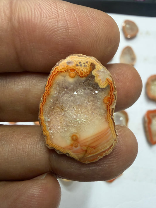 Orange Agate Druzy Geode Slices – Perfect for Ring Making Meena Design