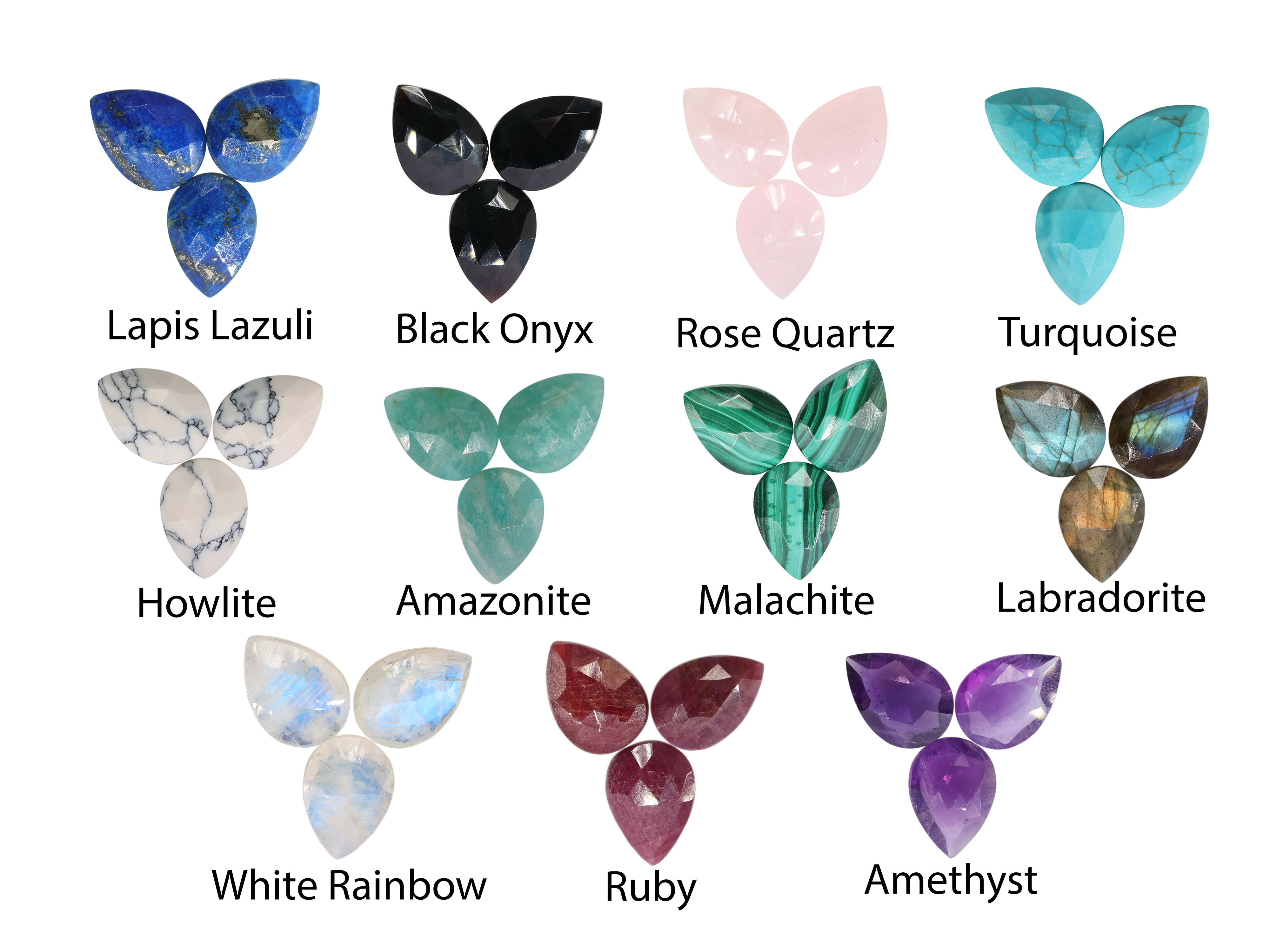 Earpost Round Faceted Natural Gemstones Half Bezel Brass 10 mm My Store