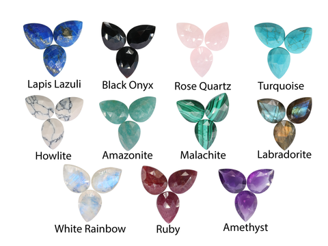 Earpost Round Faceted Natural Gemstones Half Bezel Brass 10 mm My Store
