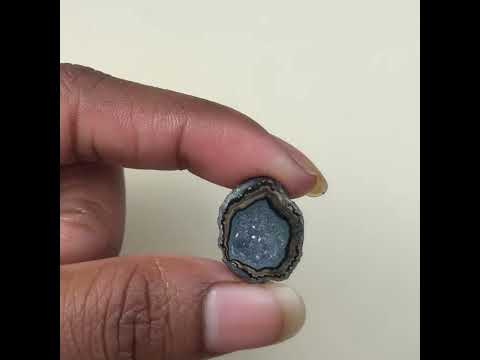 Natural Black Geode Druzy Gemstone 20–25mm | Raw Agate Slice Stone