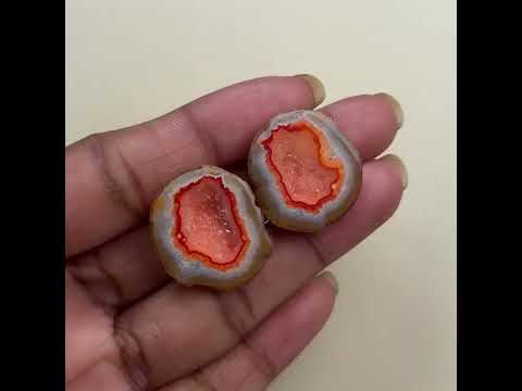 Natural Peach Geode Druzy Matching Pair | 20–25mm Agate Stones | Wholesale Supply