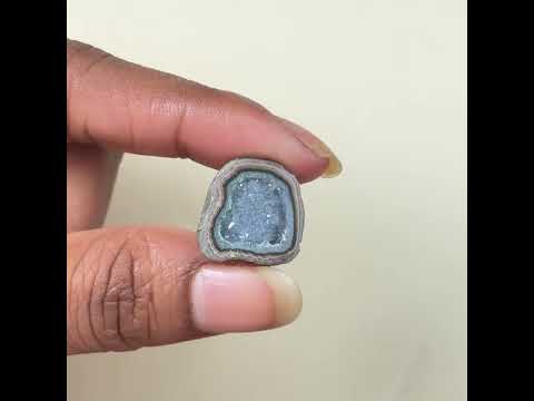 Raw Black Agate Geode Druzy Slice 20–25mm | Natural Gemstone for Rings