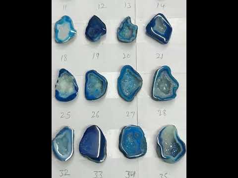 Geode Stones ( Pendant ) by Selection 25 - 30  mm Aqua Color For Making Jewelry