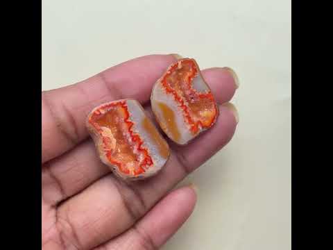 Orange Geode Druzy Pair 20–25mm Wholesale | Natural Agate Matching Stones for Earrings