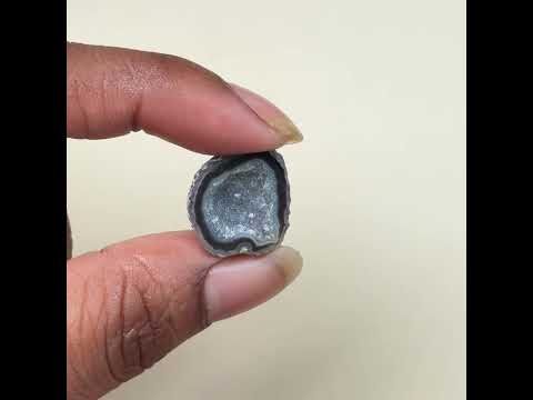 Natural Black Druzy Geode 20–25mm | Agate Geode Slice for Ring & Jewelry Making