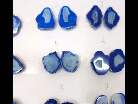 Blue Geode Pair Earrings | Natural 20-25 mm Stones | Unique Handpicked Matching Geodes for Earrings