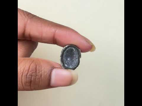 Black Agate Druzy Geode Slice 20–25mm | Natural Ring Making Gemstone