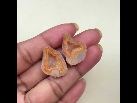Peach Geode Druzy Pair 20–25mm | Natural Agate Ring Making Stones | Wholesale