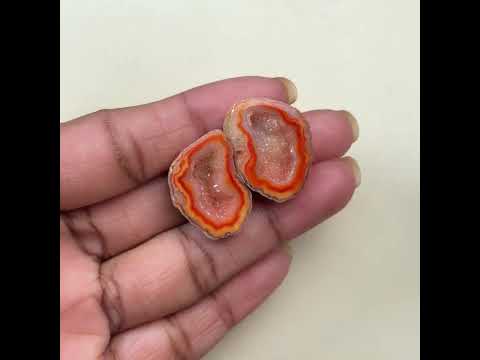 Orange Agate Geode Druzy Matching Pair | 20–25mm Jewelry Making | Wholesale Lot