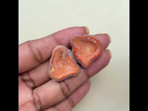 Wholesale Peach Geode Druzy Pair 20–25mm | Matching Agate Stones for Jewelry Making